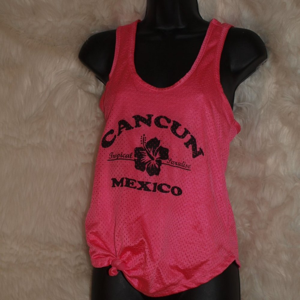HOT PINK Racer back Jersey Tank Top OCEAN BLUE